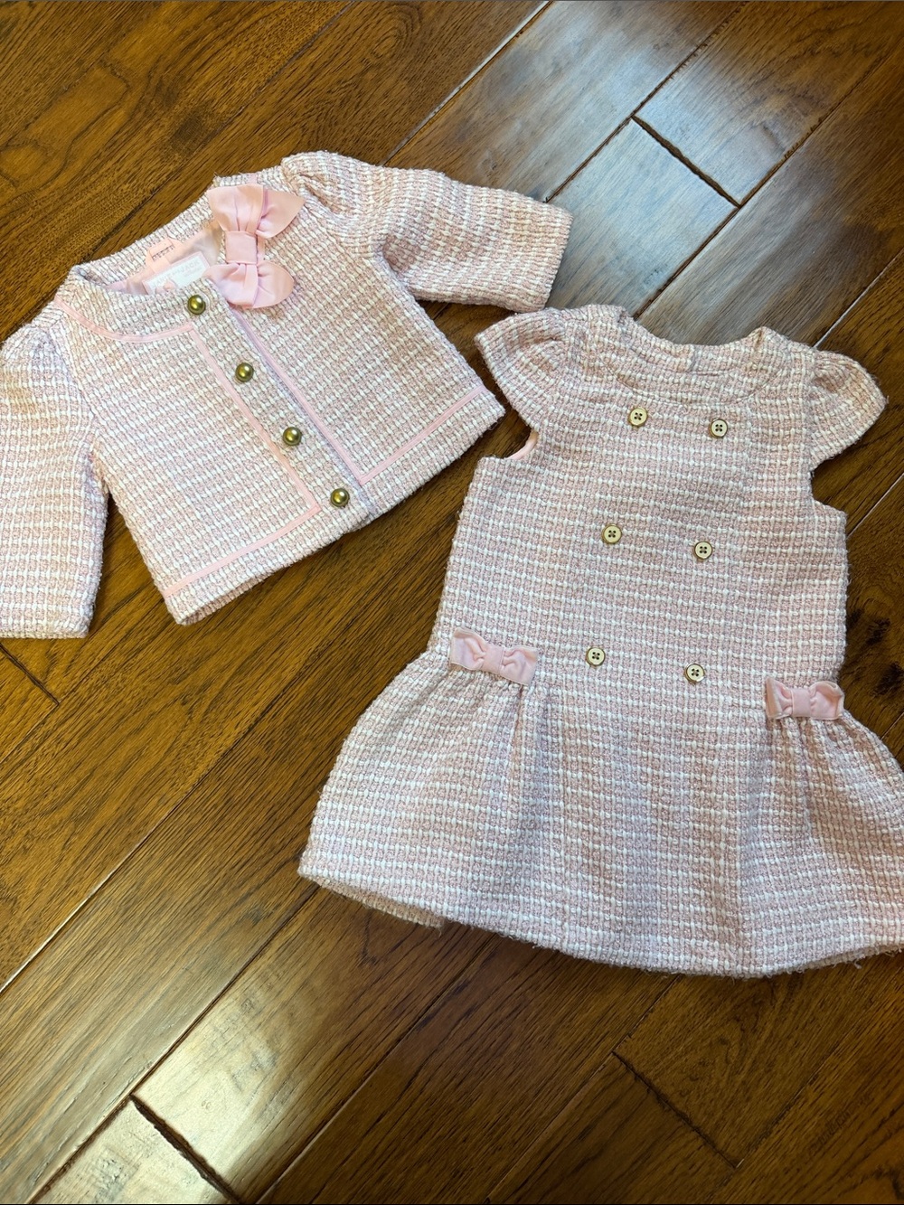Janie and Jack Pink Tweed Dress & Jacket Matching Set